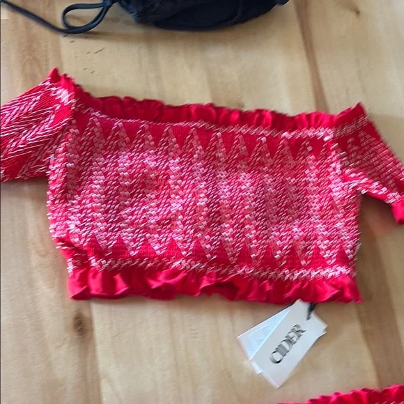 Cider Vibrant Red Ruffle Bikini Set - Picture 3 of 7